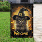 Interesting Cat Welcome Garden Flag, House Flag, Halloween Yard Flag Gift For Cat Lovers