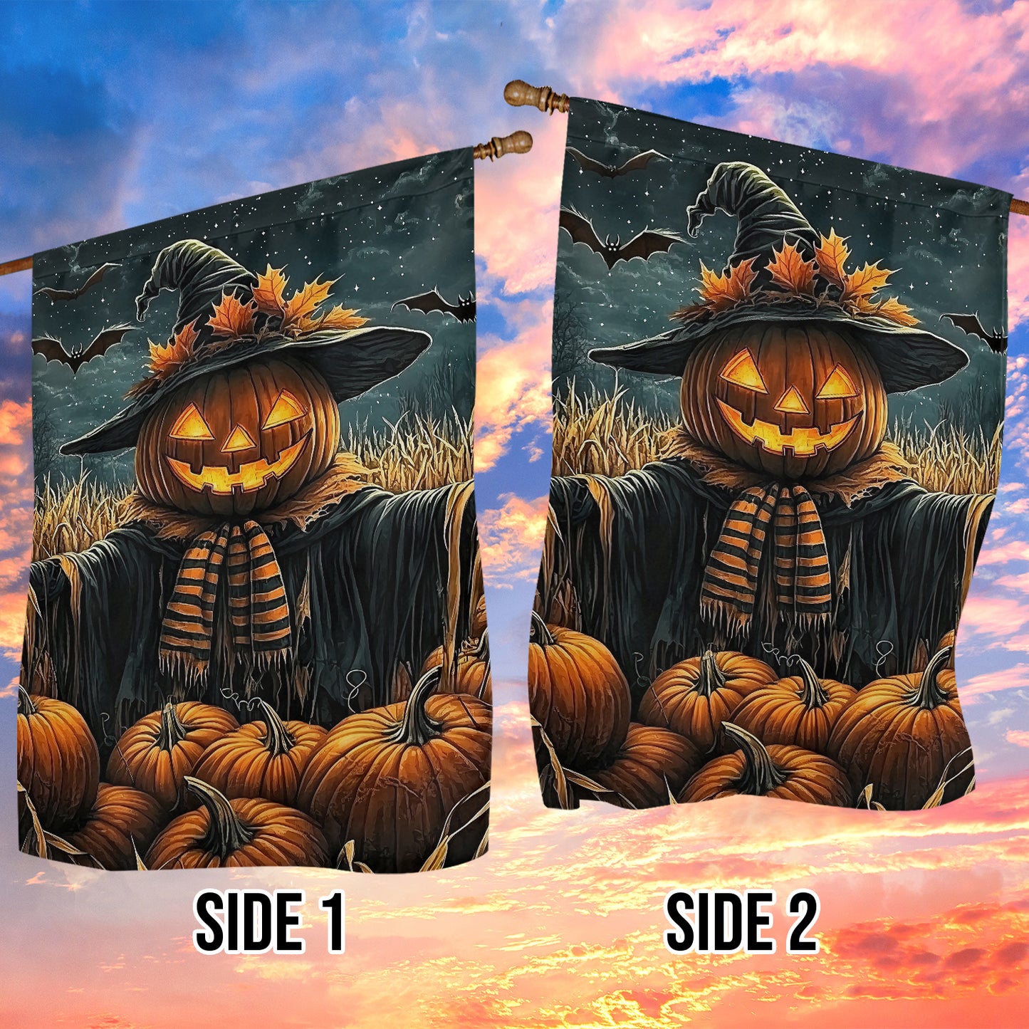 Scary Scarecrow Halloween Garden Flag & House Flag, Halloween Outdoor Decor, Spooky Yard Decor Gift For Scarecrow Lovers