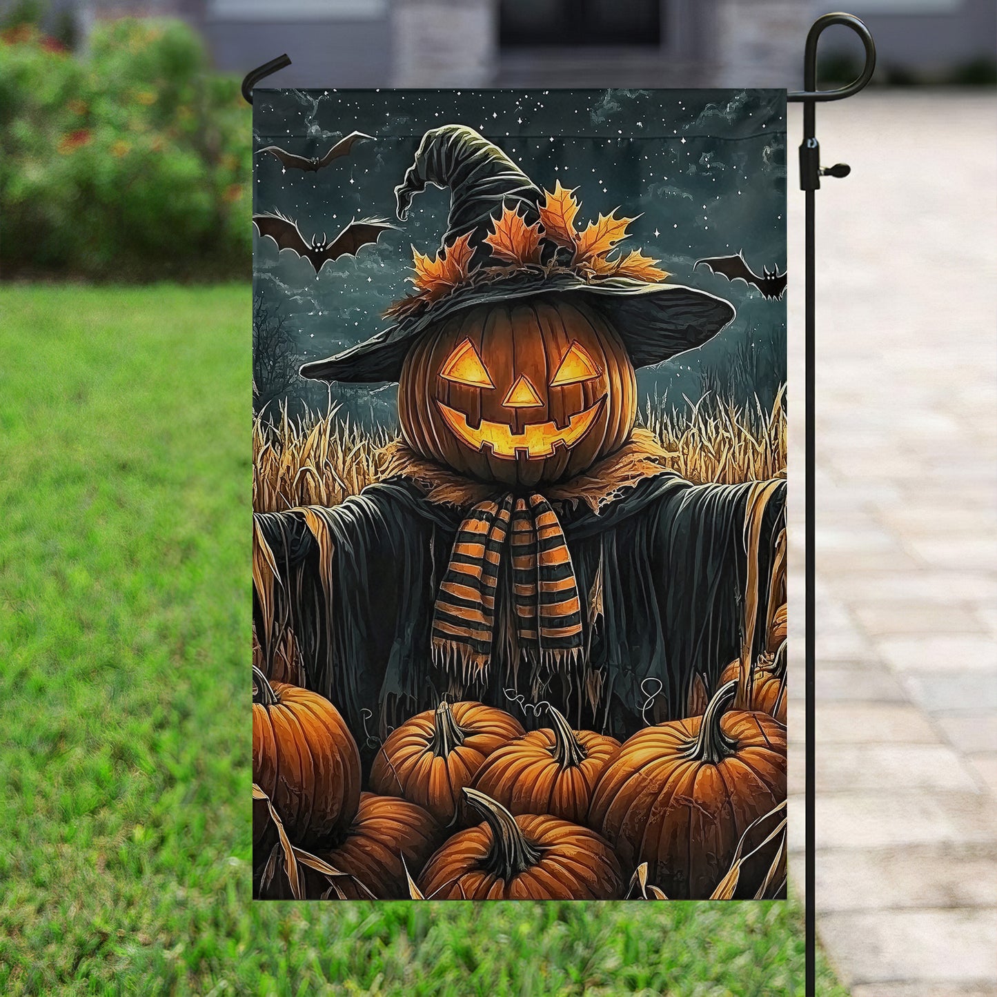 Scary Scarecrow Halloween Garden Flag & House Flag, Halloween Outdoor Decor, Spooky Yard Decor Gift For Scarecrow Lovers