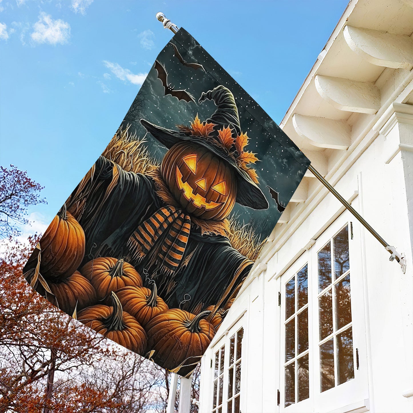 Scary Scarecrow Halloween Garden Flag & House Flag, Halloween Outdoor Decor, Spooky Yard Decor Gift For Scarecrow Lovers