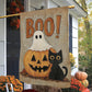 Halloween Garden Flag & House Flag, Cat Pumpkin And Ghost Boo Halloween Outdoor Decor, Spooky Yard Decor Gift