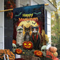 Funny Happy Meoween Garden Flag, House Flag, Halloween Yard Flag Gift For Cat Lovers