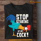 Cool Chicken T-shirt, Stop Staring At My Cock, Gift For Chicken Lovers, Chicken Tees, Farmers