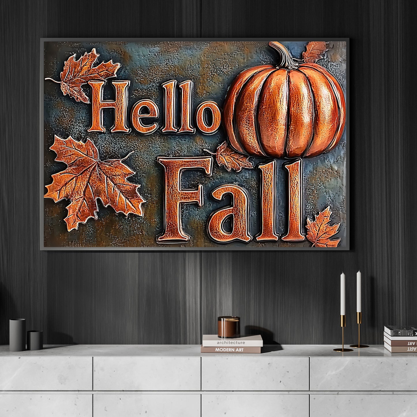 Hello Fall Pumpkin, Thanksgiving Canvas Painting, Blessings Wall Art Decor, Thankful Poster Gift