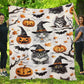 Halloween Witch Cat Fleece Blanket - Sherpa Blanket, Spooky Blanket Gift For Cat Lovers