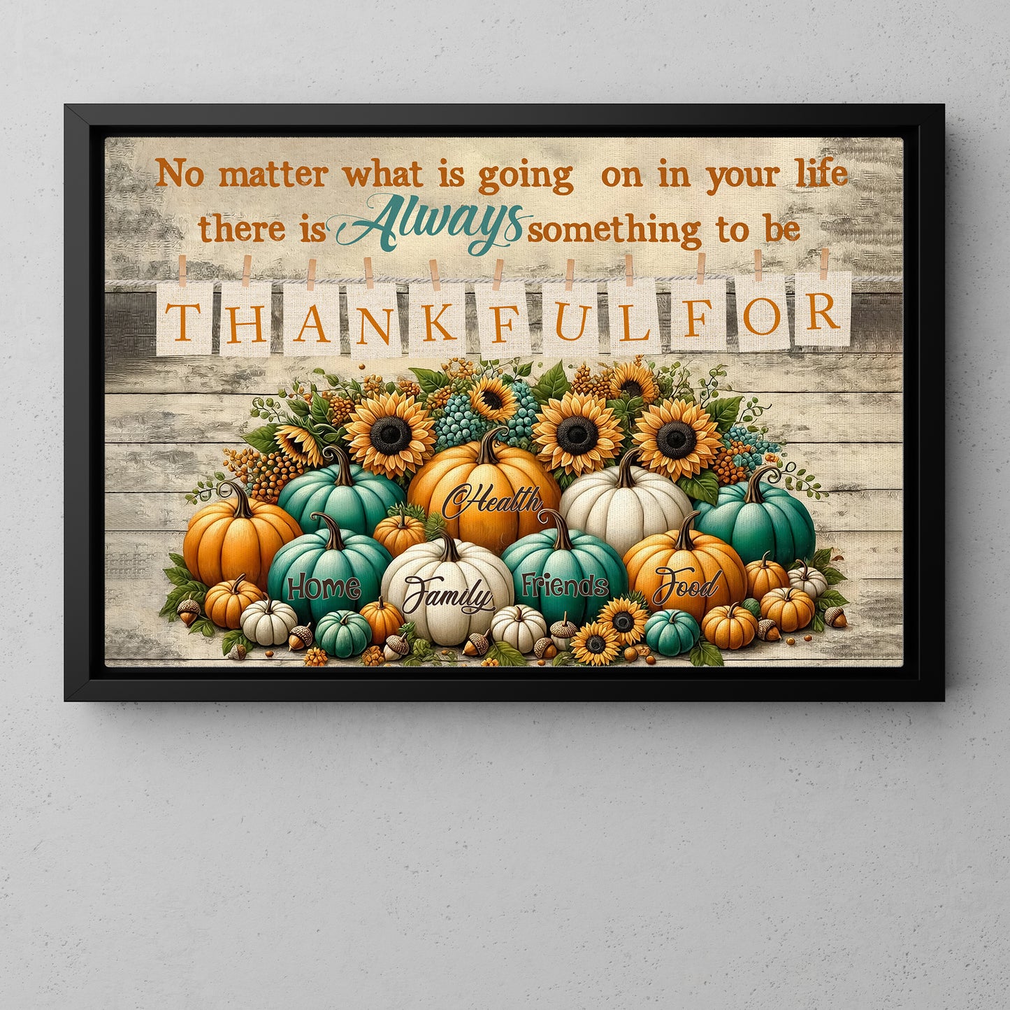 Thanksgiving Canvas Painting, Thankful For Wall Art Decor, Poster Gift For Thankful Lovers