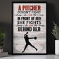 A Pitcher Doesn't Fight, Pitcher Softball Girl Canvas Painting, Sports Wall Art Decor, Gift For Pitcher Softball Lovers