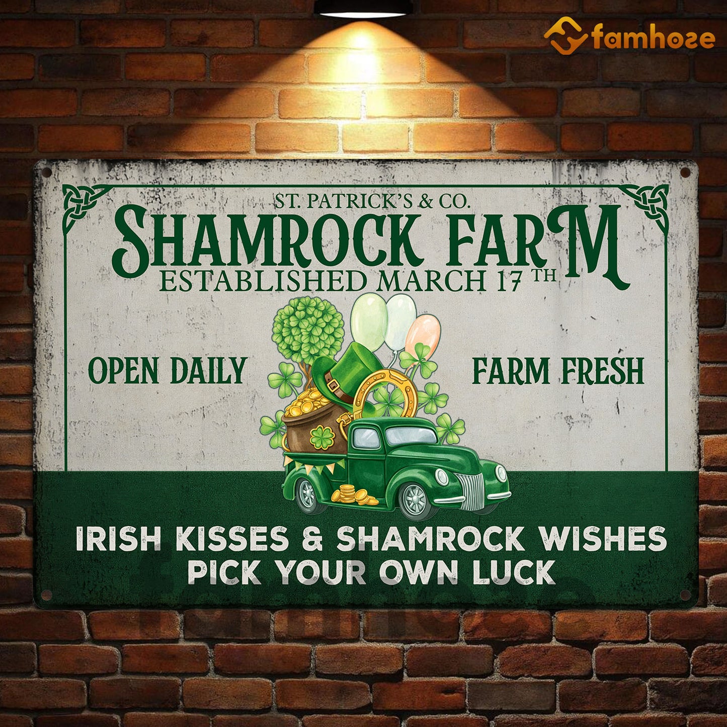 Shamrock Farm Metal Sign, Shamrock Farm Established March 17th Yard Sign, House Decor St Patrick's Day Gift For Irish Lover