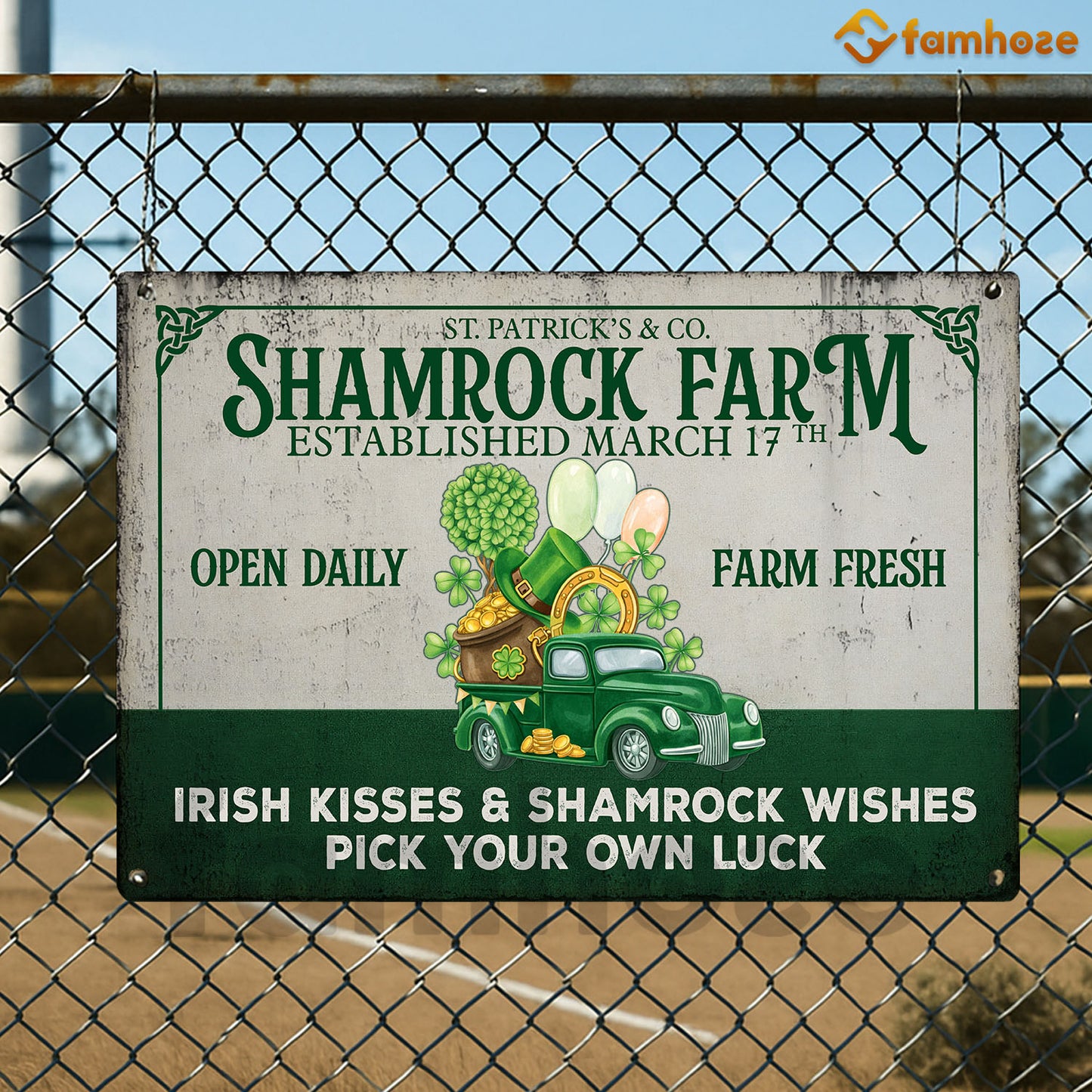 Shamrock Farm Metal Sign, Shamrock Farm Established March 17th Yard Sign, House Decor St Patrick's Day Gift For Irish Lover