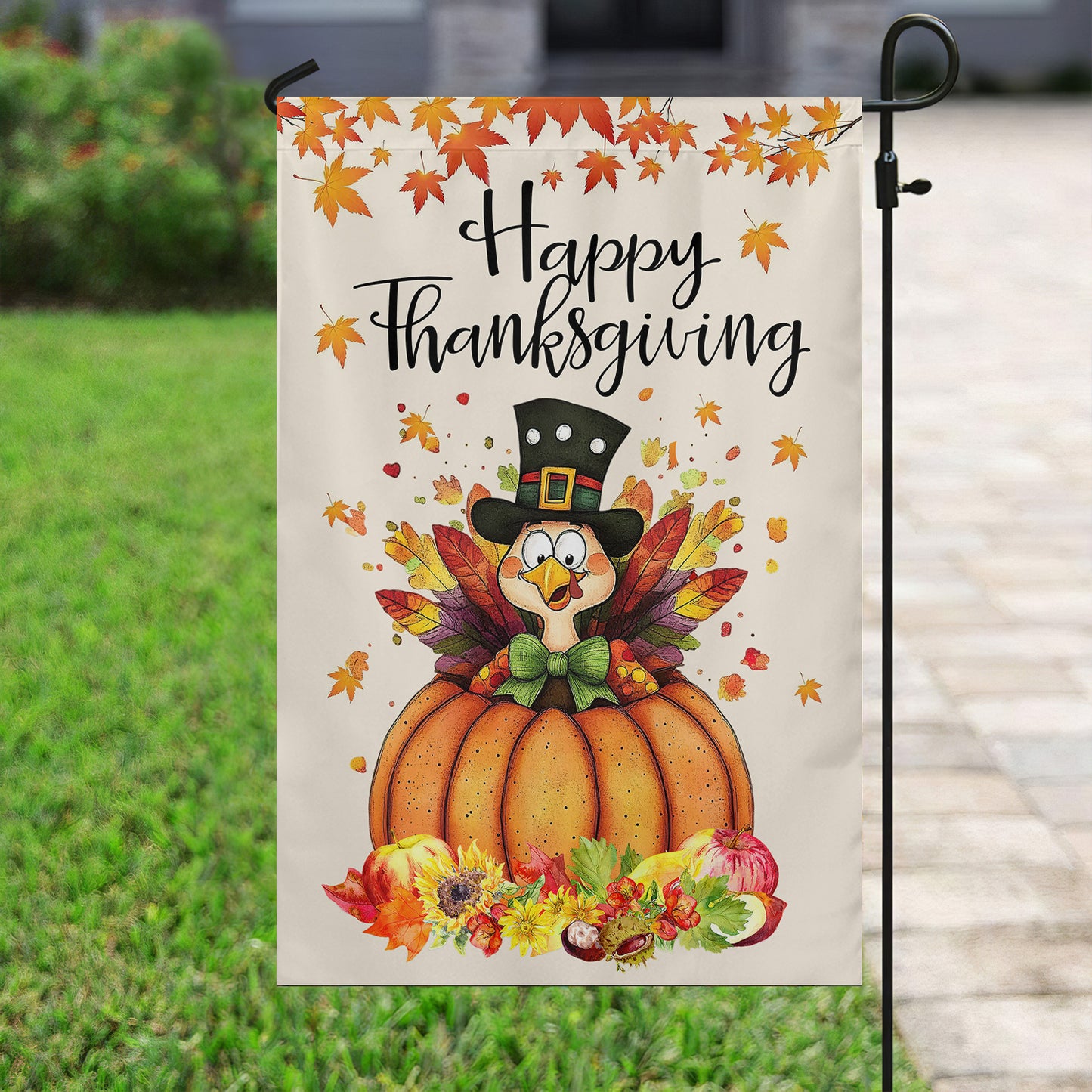 Thanksgiving Garden Flag & House Flag, Happy Thanksgiving Season Outdoor Decor, Yard Decor Gift For Thankful Lovers