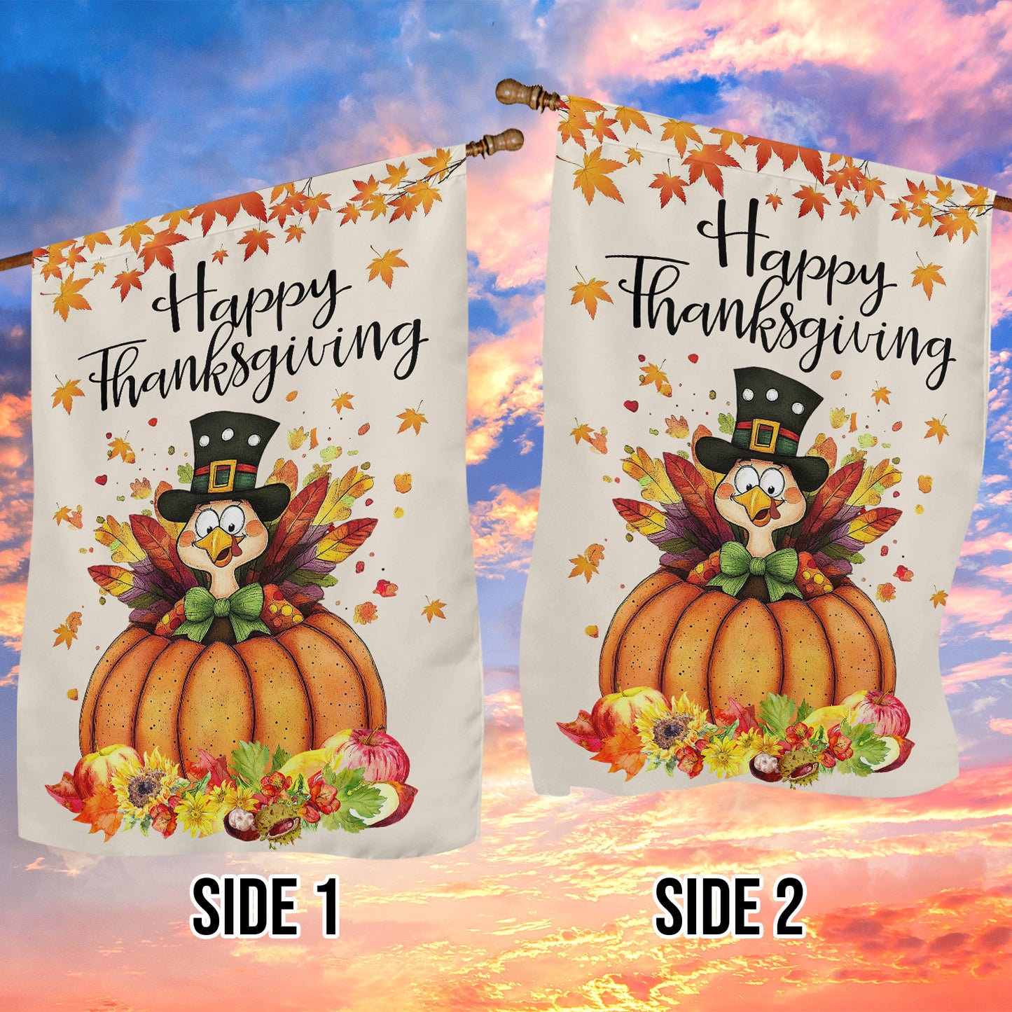 Thanksgiving Garden Flag & House Flag, Happy Thanksgiving Season Outdoor Decor, Yard Decor Gift For Thankful Lovers