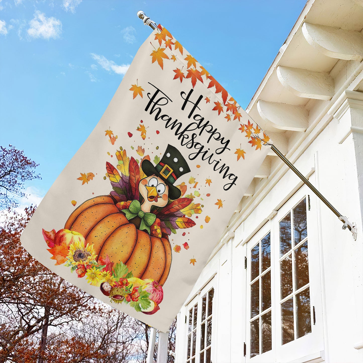 Thanksgiving Garden Flag & House Flag, Happy Thanksgiving Season Outdoor Decor, Yard Decor Gift For Thankful Lovers