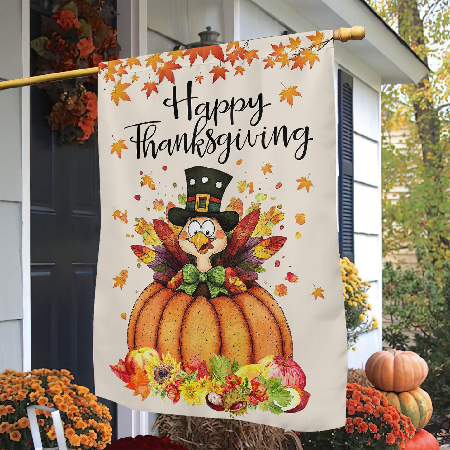 Thanksgiving Garden Flag & House Flag, Happy Thanksgiving Season Outdoor Decor, Yard Decor Gift For Thankful Lovers