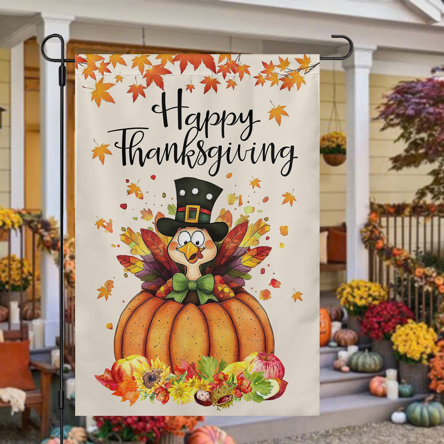 Thanksgiving Garden Flag & House Flag, Happy Thanksgiving Season Outdoor Decor, Yard Decor Gift For Thankful Lovers