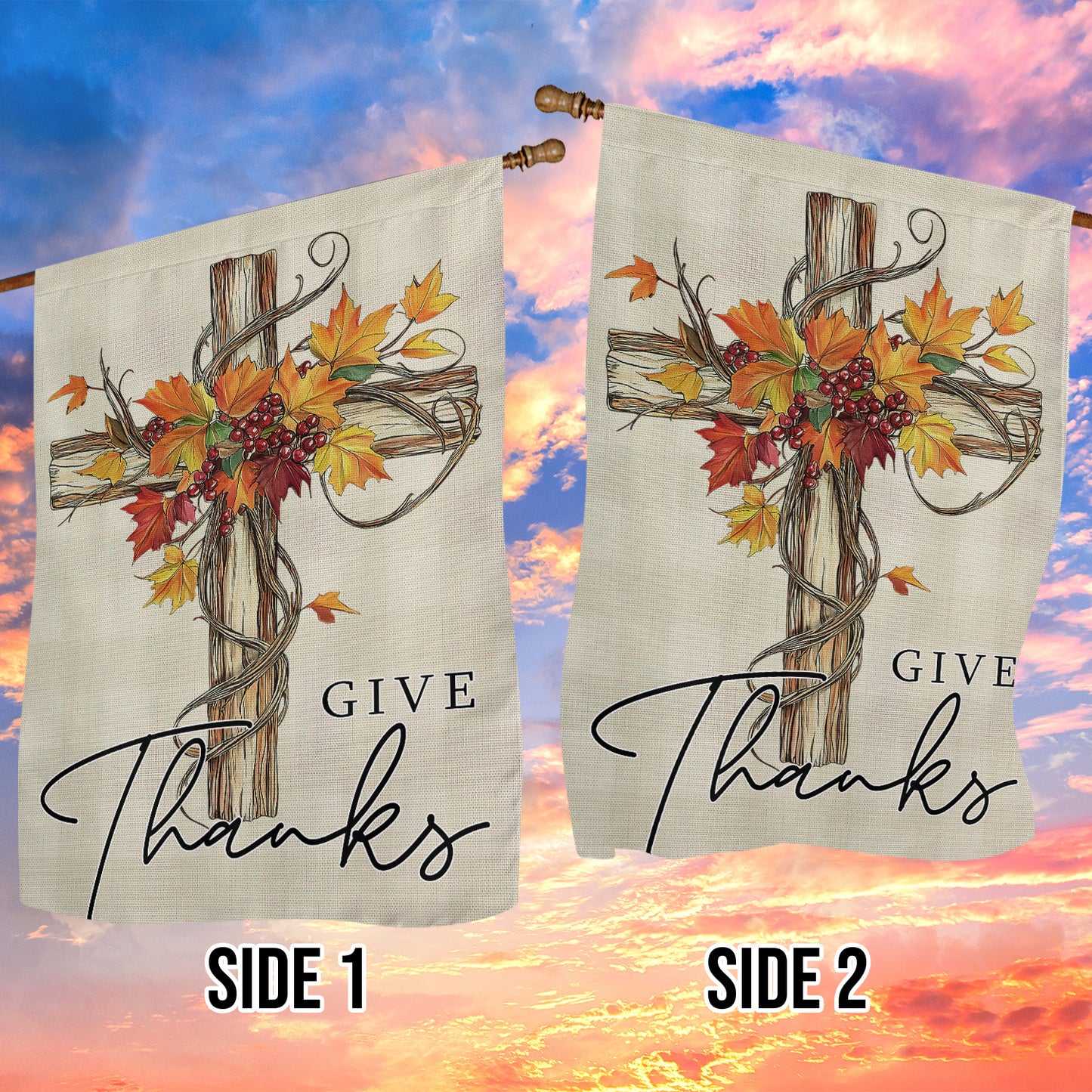 Thanksgiving Horse Garden Flag & House Flag, Give Thanks Thankful Season Outdoor Decor, Yard Decor Gift For Thankful Lovers