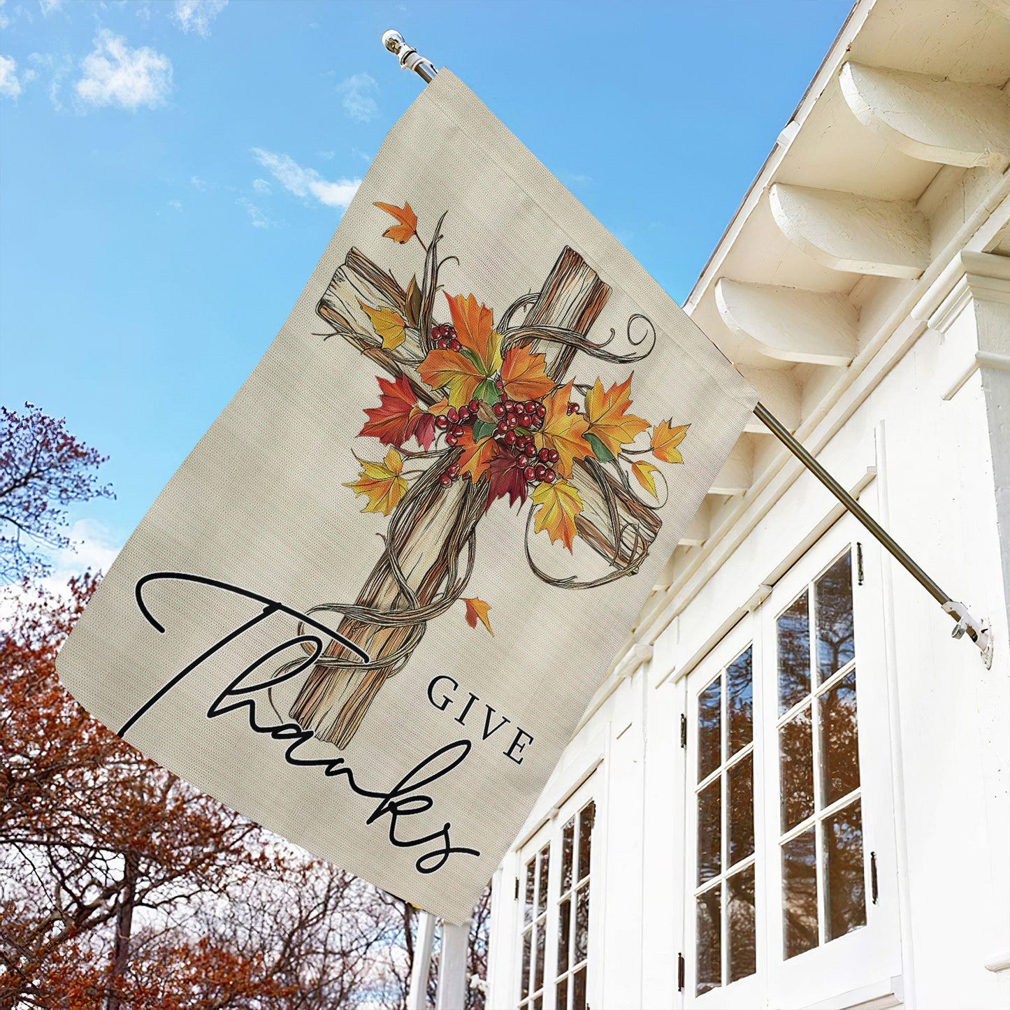 Thanksgiving Horse Garden Flag & House Flag, Give Thanks Thankful Season Outdoor Decor, Yard Decor Gift For Thankful Lovers