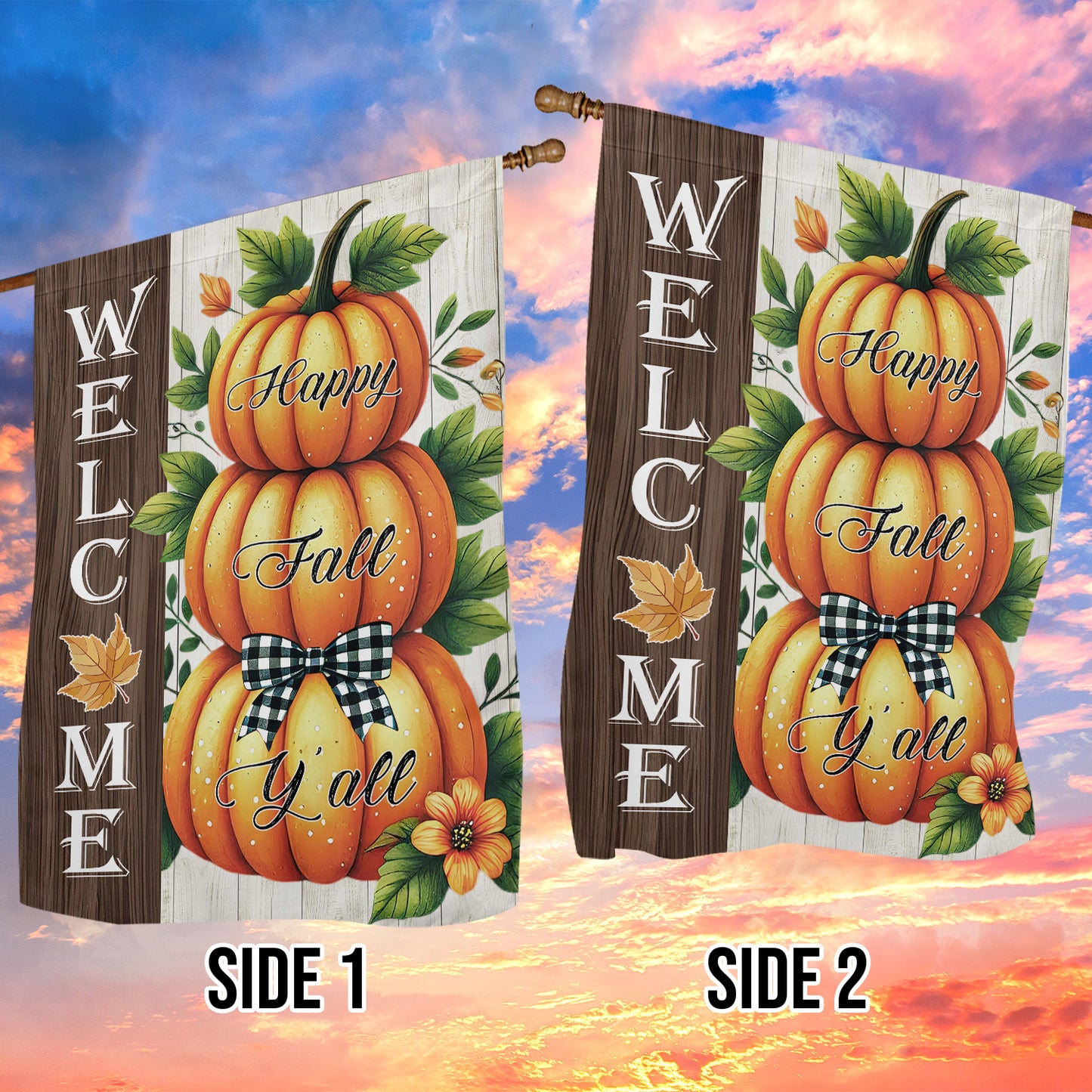 Interesting Pumpkin Thanksgiving Garden Flag & House Flag, Happy Fall Y'all Thankful Season Outdoor Decor, Yard Decor Gift For Pumpkin Lovers