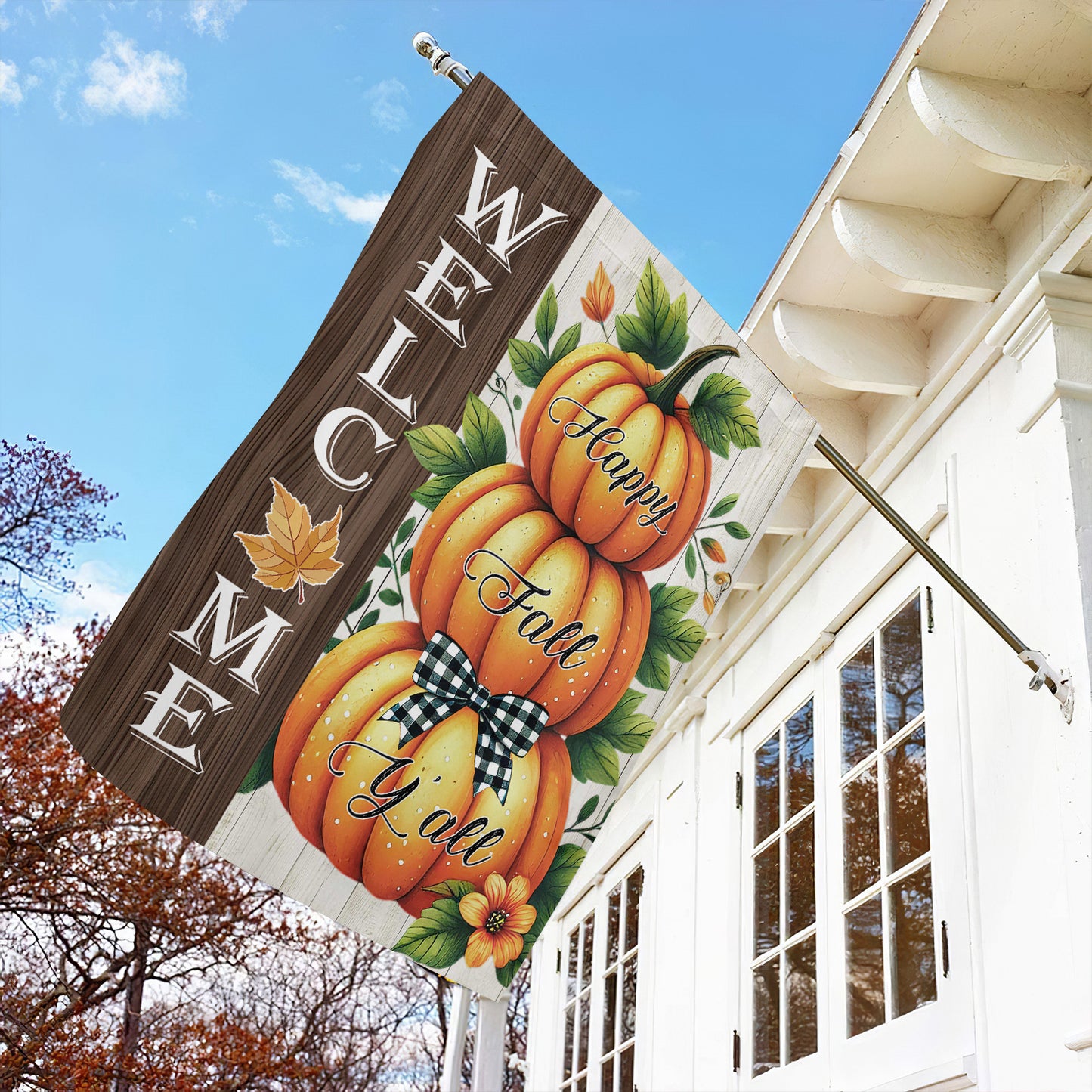 Interesting Pumpkin Thanksgiving Garden Flag & House Flag, Happy Fall Y'all Thankful Season Outdoor Decor, Yard Decor Gift For Pumpkin Lovers