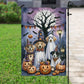 Halloween Dog Garden Flag & House Flag, Dogs Dressed As Ghosts Spooky Season Outdoor Decor, Yard Decor Gift For Dog Lovers