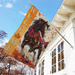 Thanksgiving Horse Garden Flag & House Flag, Welcome Thankful Season Outdoor Decor, Yard Decor Gift For Horse Lovers