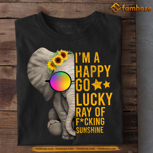 Cute Elephant T-shirt, I'm A Happy Go Lucky Sunshine, Gift For Elephant Lovers, Elephant Tees