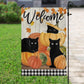 Thanksgiving Cat Garden Flag & House Flag, Black Cat Welcome Thankful Season Outdoor Decor, Yard Decor Gift For Cat Lovers