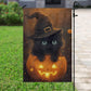 Halloween Cat Garden Flag & House Flag, Kitty Witch In Pumpkin Spooky Season Outdoor Decor, Yard Decor Gift For Cat Lovers