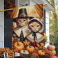 Thanksgiving Cat Garden Flag & House Flag, Kitty Couple Thankful Season Outdoor Decor, Yard Decor Gift For Cat Lovers