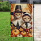 Thanksgiving Cat Garden Flag & House Flag, Kitty Couple Thankful Season Outdoor Decor, Yard Decor Gift For Cat Lovers