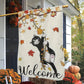 Cute Thanksgiving Cat Garden Flag & House Flag, Welcome Kitty Climbing Outdoor Decor, Yard Decor Gift For Cat Lovers