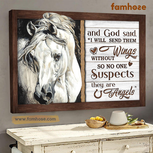 Horse Poster & Canvas, God Said I Will Send Them Without Wings, Horse Canvas Wall Art, Poster Gift For Horse Lovers