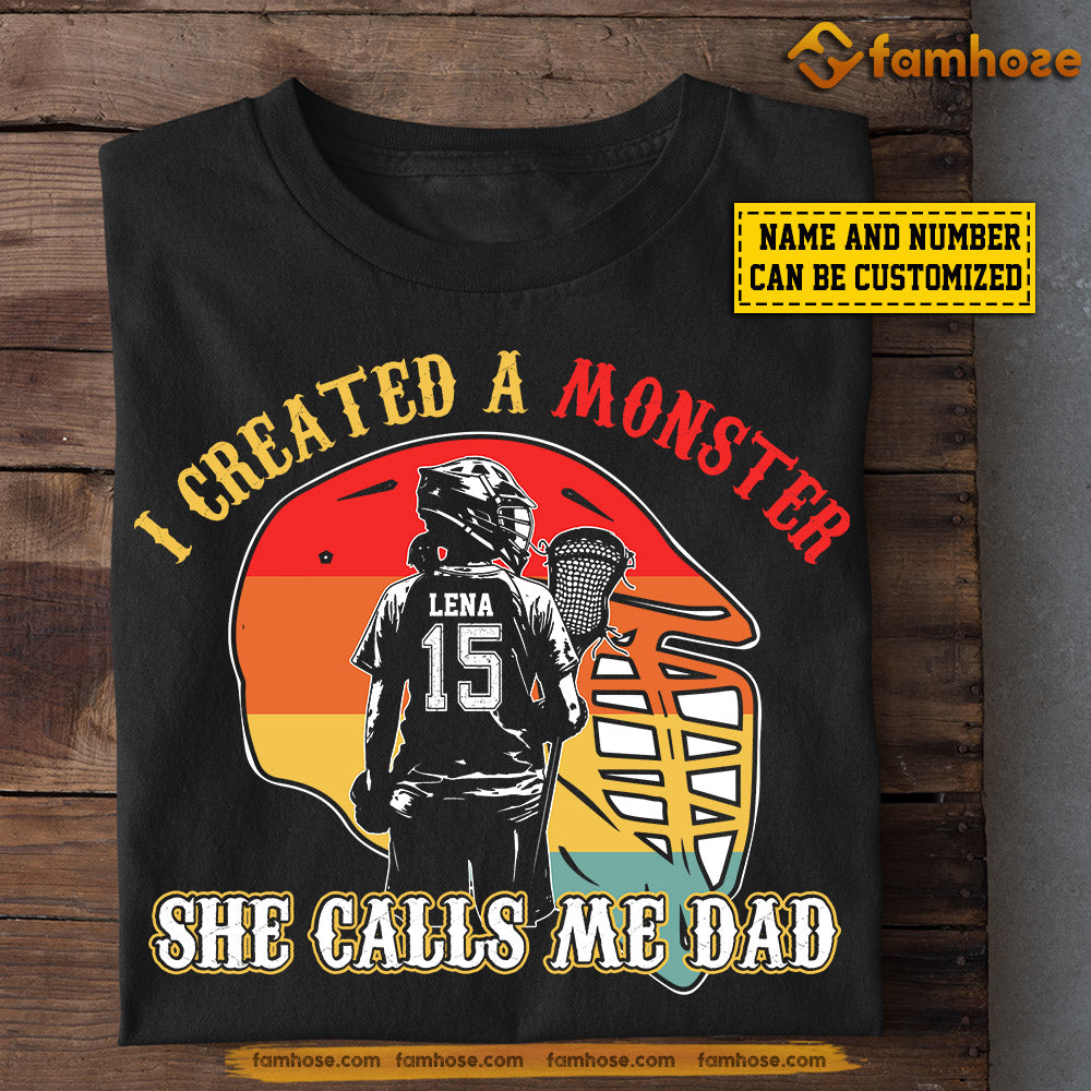 Vintage Lacrosse Girl T-shirt, A Monster She Calls Me Dad, Father's Day Gift For Lacrosse Woman Lovers, Lacrosse Players