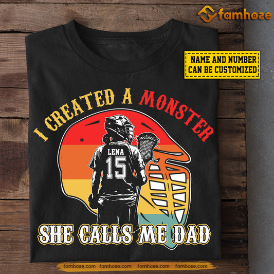 Vintage Lacrosse Girl T-shirt, A Monster She Calls Me Dad, Father's Day Gift For Lacrosse Woman Lovers, Lacrosse Players