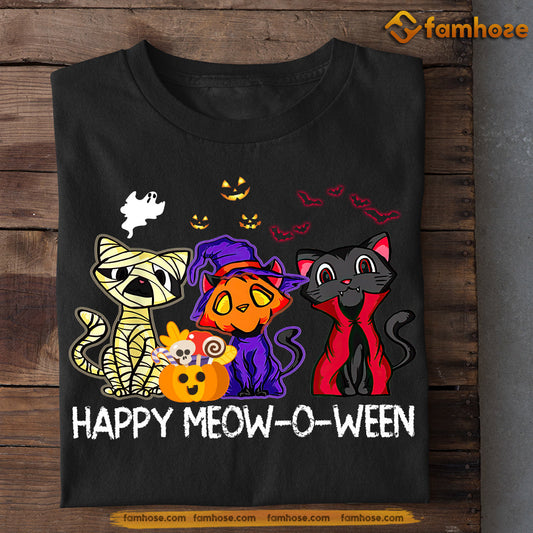 Cute Halloween Cat T-shirt, Happy Meowoween, Gift For Cat Lovers, Cat Tees, Cat Owners