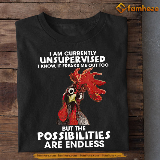 Funny Chicken T-shirt, I'm Currently Unsupervised, Gift For Chicken Lovers, Chicken Tees, Farmers