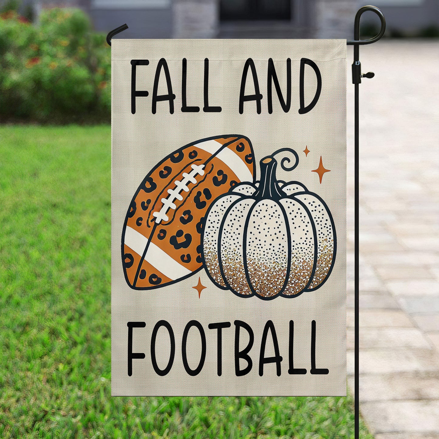 Thanksgiving Football Garden Flag & House Flag, Fall And Football Thankful Outdoor Decor, Yard Decor Gift For Football Lovers