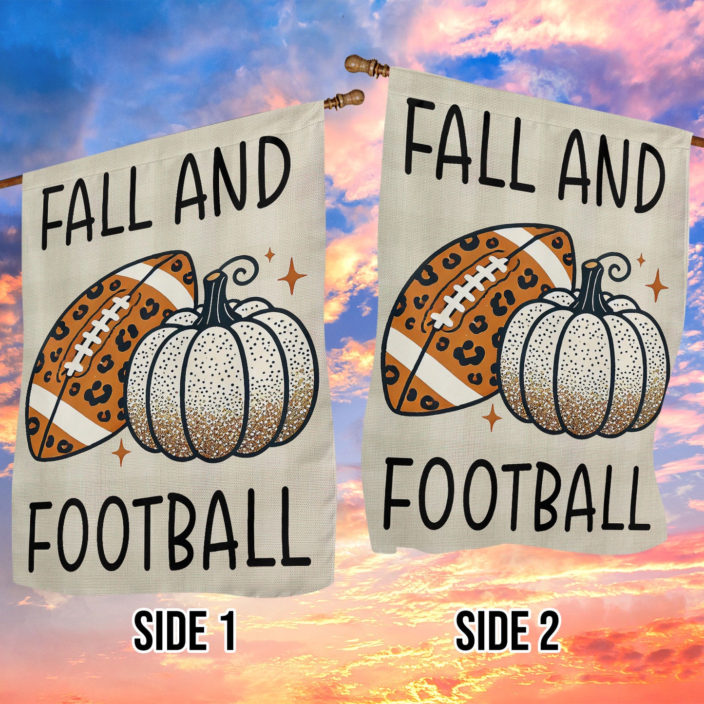 Thanksgiving Football Garden Flag & House Flag, Fall And Football Thankful Outdoor Decor, Yard Decor Gift For Football Lovers