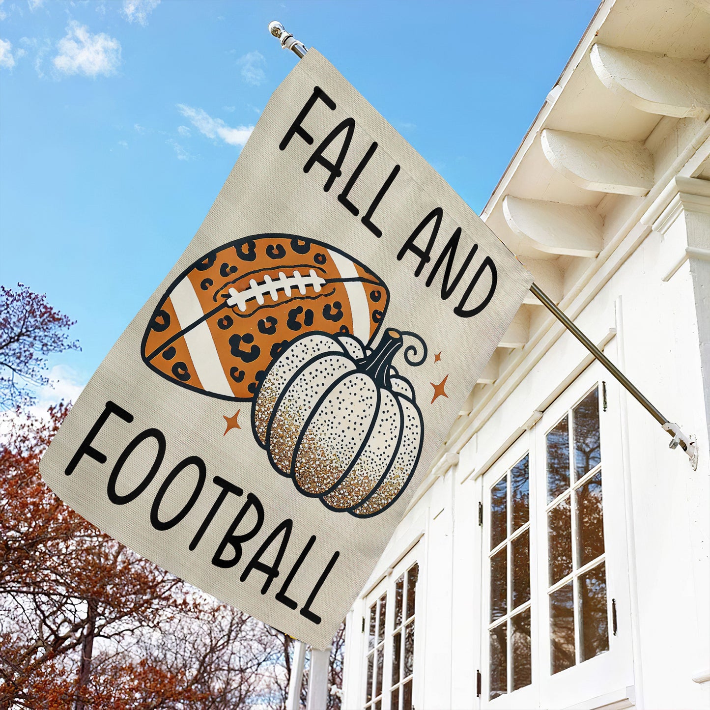 Thanksgiving Football Garden Flag & House Flag, Fall And Football Thankful Outdoor Decor, Yard Decor Gift For Football Lovers