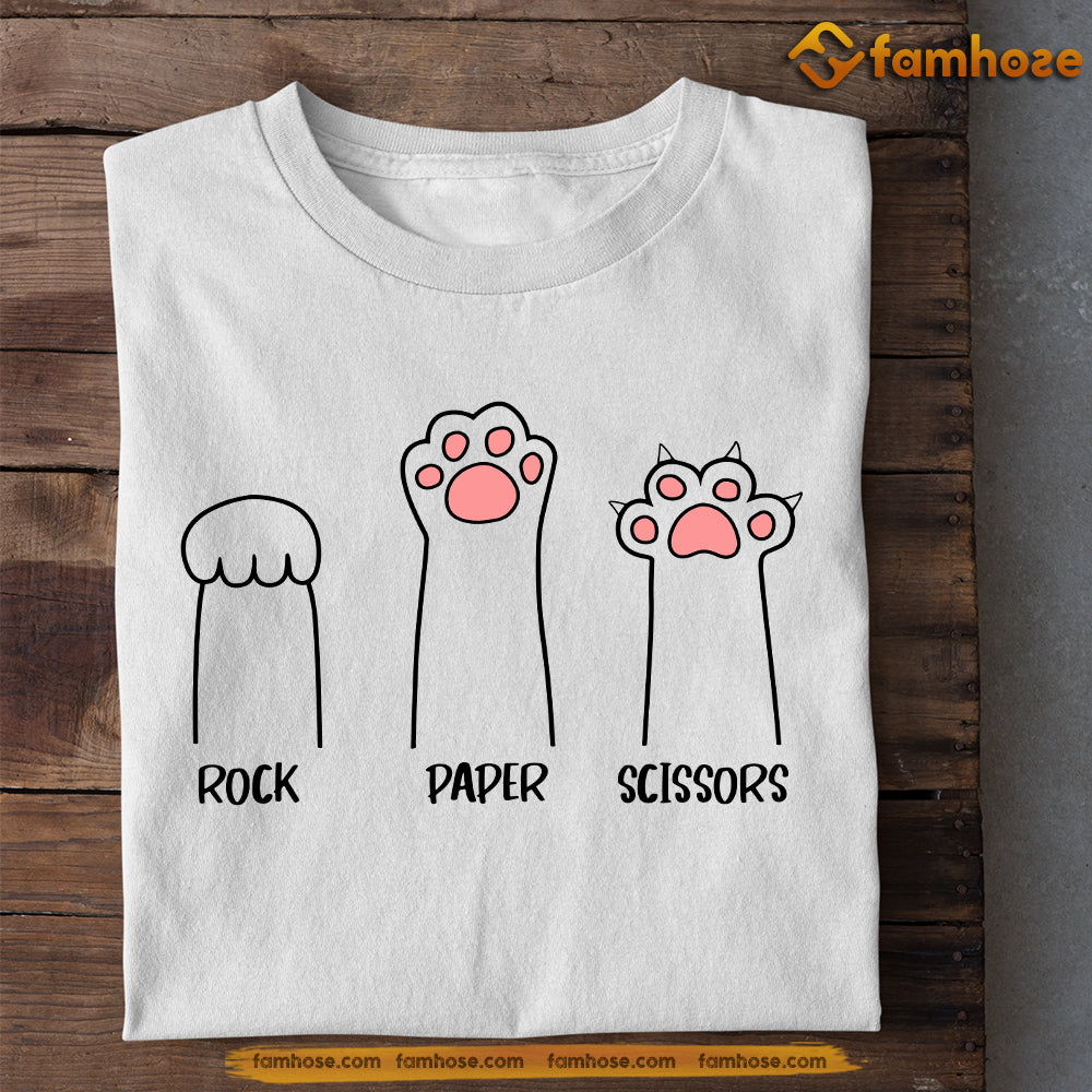 Cute Cat T-shirt, Rock Paper Scissors, Gift For Cat Lovers, Cat Owners, Cat Tees