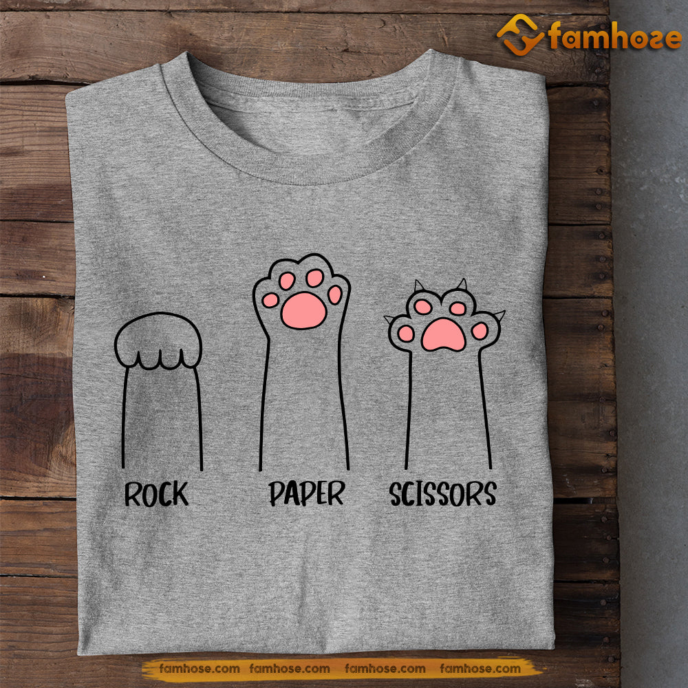 Cute Cat T-shirt, Rock Paper Scissors, Gift For Cat Lovers, Cat Owners, Cat Tees