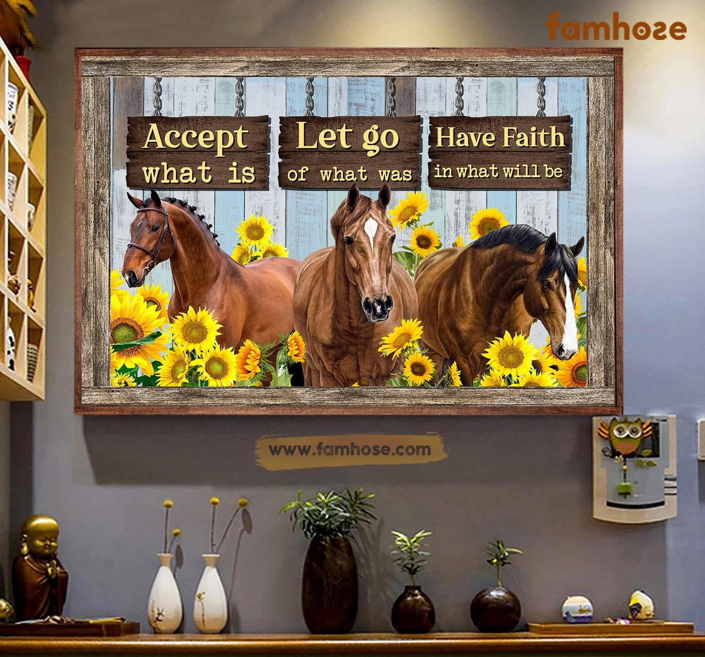 Horse Poster & Canvas, Accept What Is Let Go Of What Was Have Faith, Horse Canvas Wall Art, Poster Gift For Horse Lovers