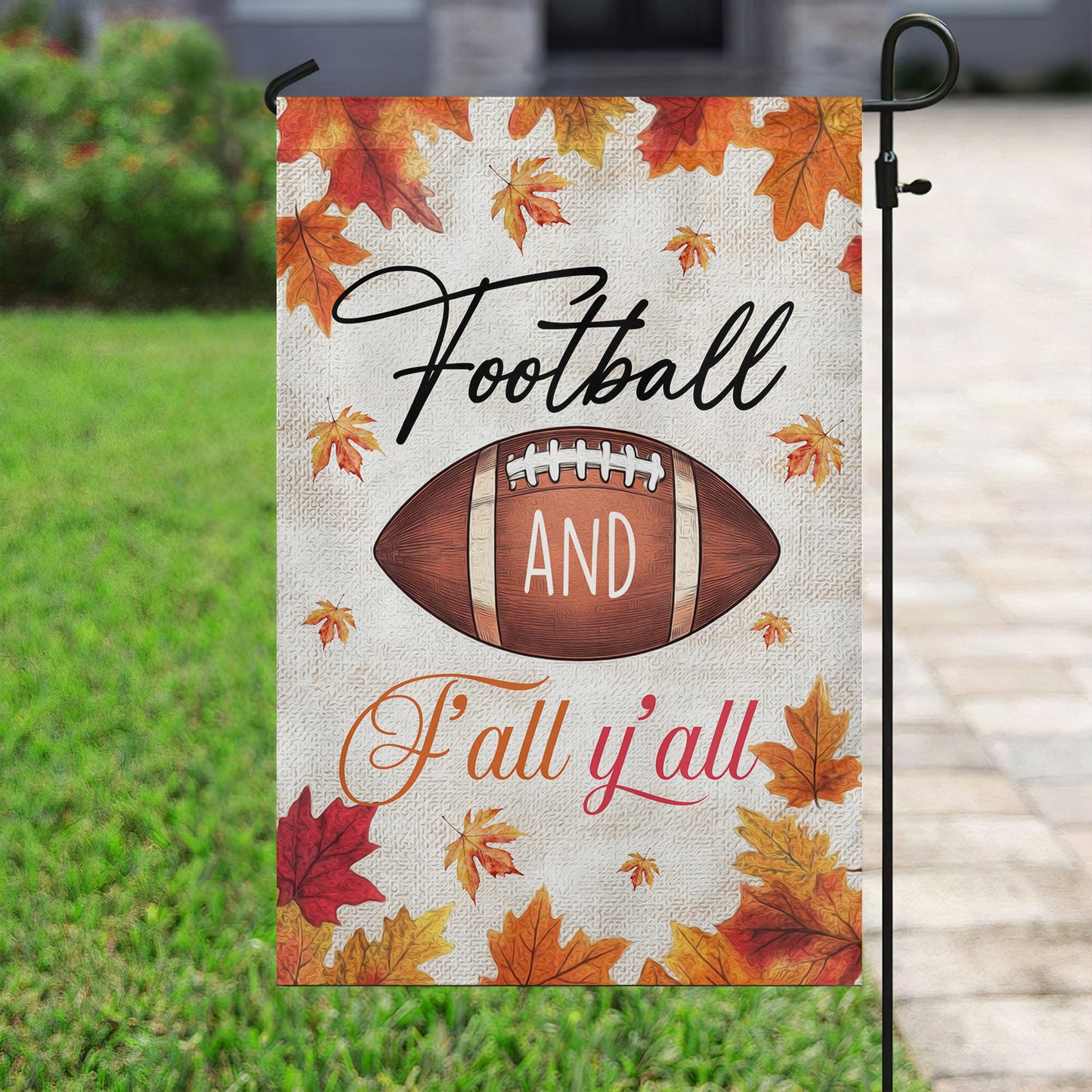 Thanksgiving Football Garden Flag & House Flag, Football Y'all Thankful Outdoor Decor, Autumn Yard Decor Gift For Football Lovers