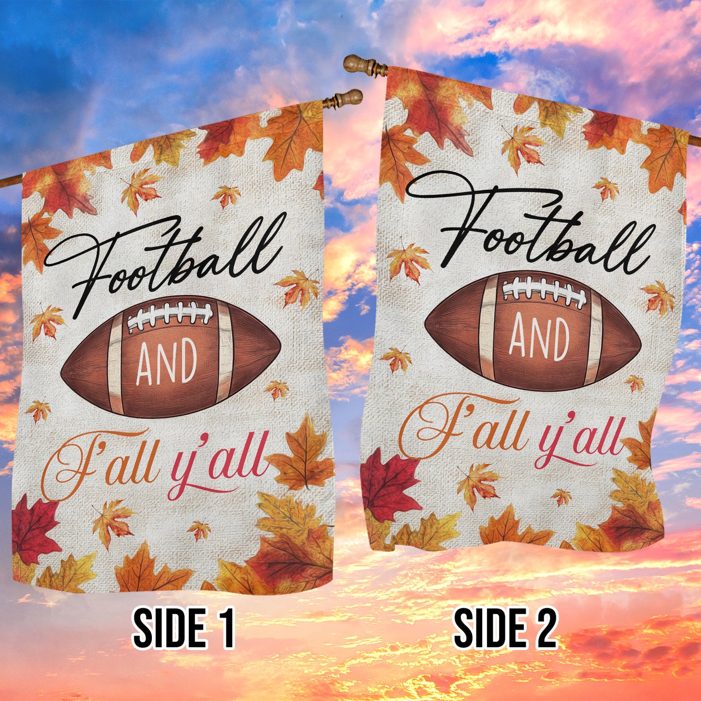 Thanksgiving Football Garden Flag & House Flag, Football Y'all Thankful Outdoor Decor, Autumn Yard Decor Gift For Football Lovers