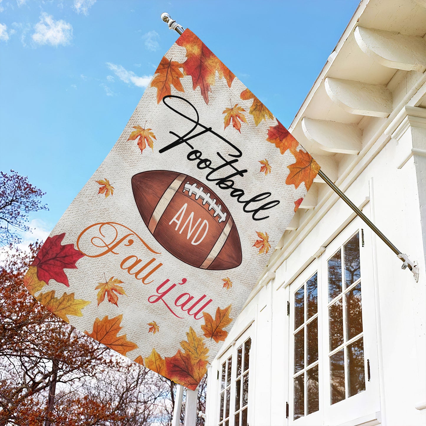 Thanksgiving Football Garden Flag & House Flag, Football Y'all Thankful Outdoor Decor, Autumn Yard Decor Gift For Football Lovers