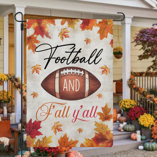 Thanksgiving Football Garden Flag & House Flag, Football Y'all Thankful Outdoor Decor, Autumn Yard Decor Gift For Football Lovers