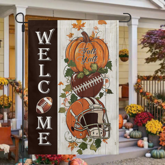 Thanksgiving Football Garden Flag & House Flag, Welcome Thankful Outdoor Decor, Yard Decor Gift For Football Lovers