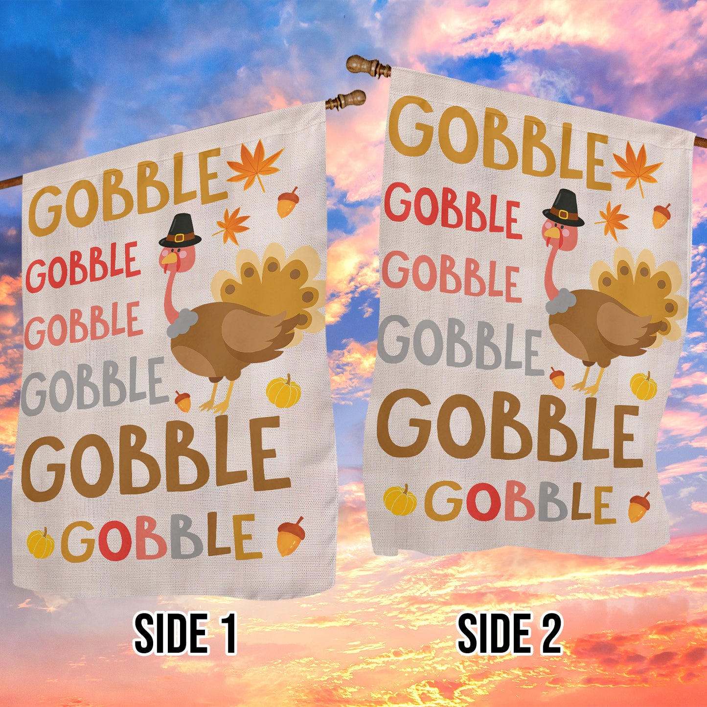 Funny Thanksgiving Garden Flag & House Flag, Gobble Thankful Season Outdoor Decor, Yard Decor Gift For Thanksgiving Lovers