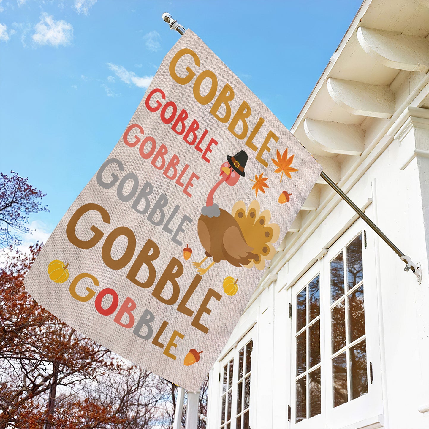 Funny Thanksgiving Garden Flag & House Flag, Gobble Thankful Season Outdoor Decor, Yard Decor Gift For Thanksgiving Lovers