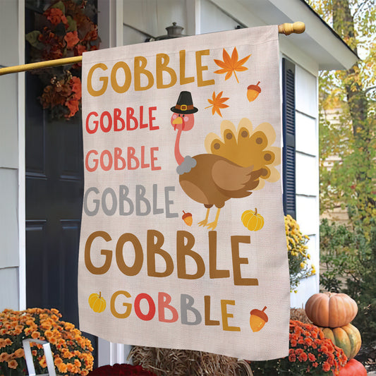 Funny Thanksgiving Garden Flag & House Flag, Gobble Thankful Season Outdoor Decor, Yard Decor Gift For Thanksgiving Lovers