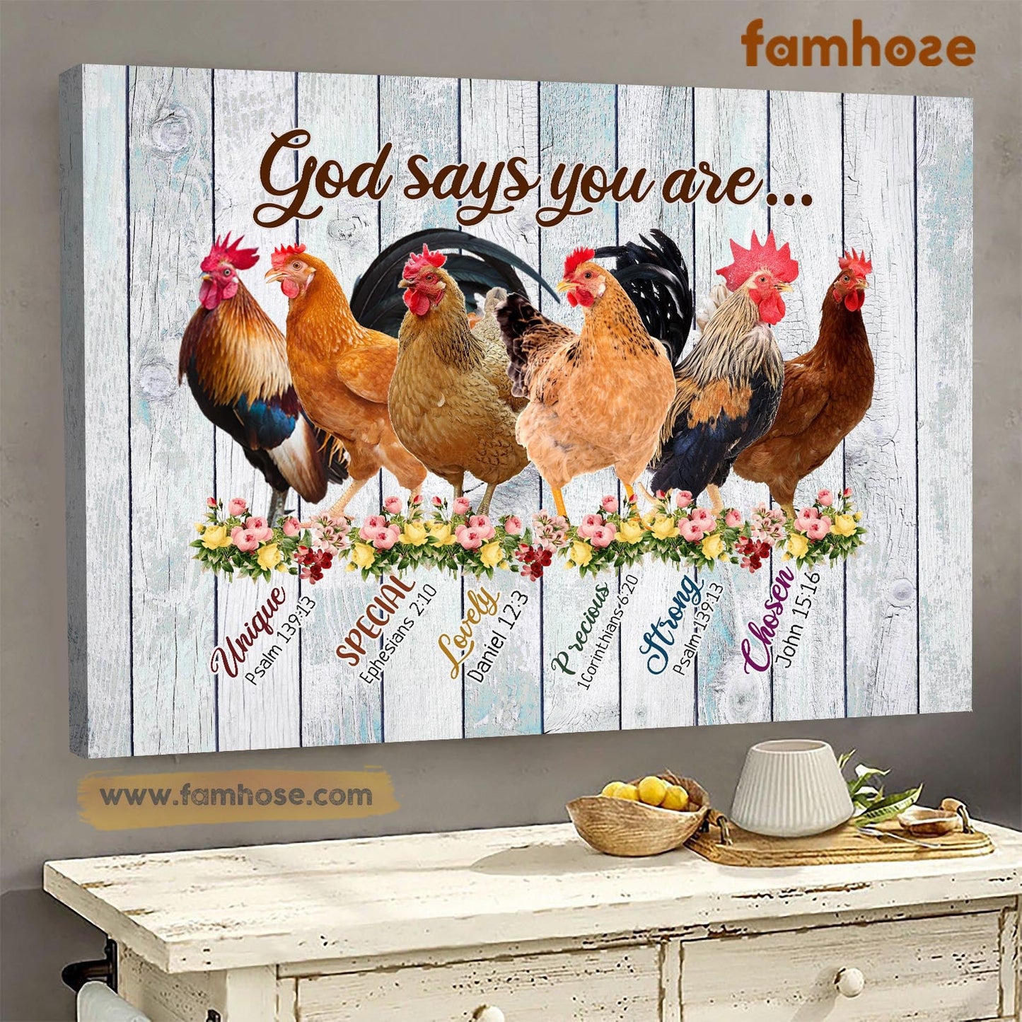 Chicken Poster & Canvas, God Says You Are Unique Special Lovely Precious, Chicken Canvas Wall Art, Poster Gift For Chicken Lovers